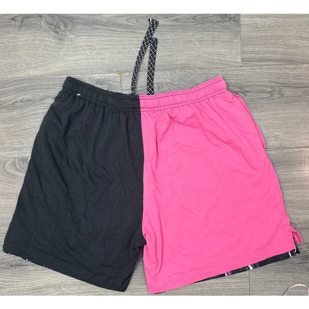 Men's Nike Basketball Shorts Medium Pink Black Lightning Mesh Reversible Pockets